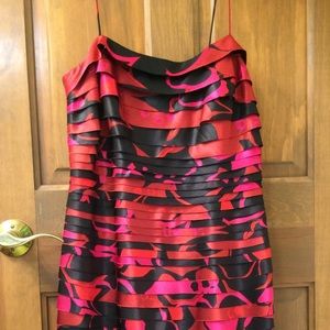 Red and black satiny dress